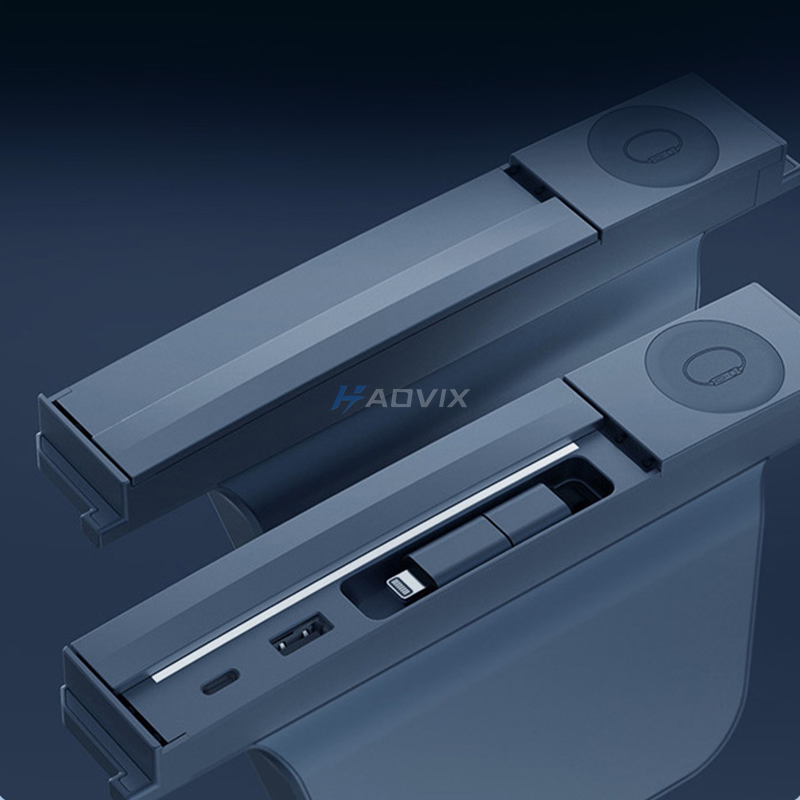 Haovix 3-in-1 Smart Center Console Charging Dock for Tesla Model 3 Highland & Model Y Juniper – Multi-Port Fast Charging, Apple Watch Wireless Charger, Ambient LED