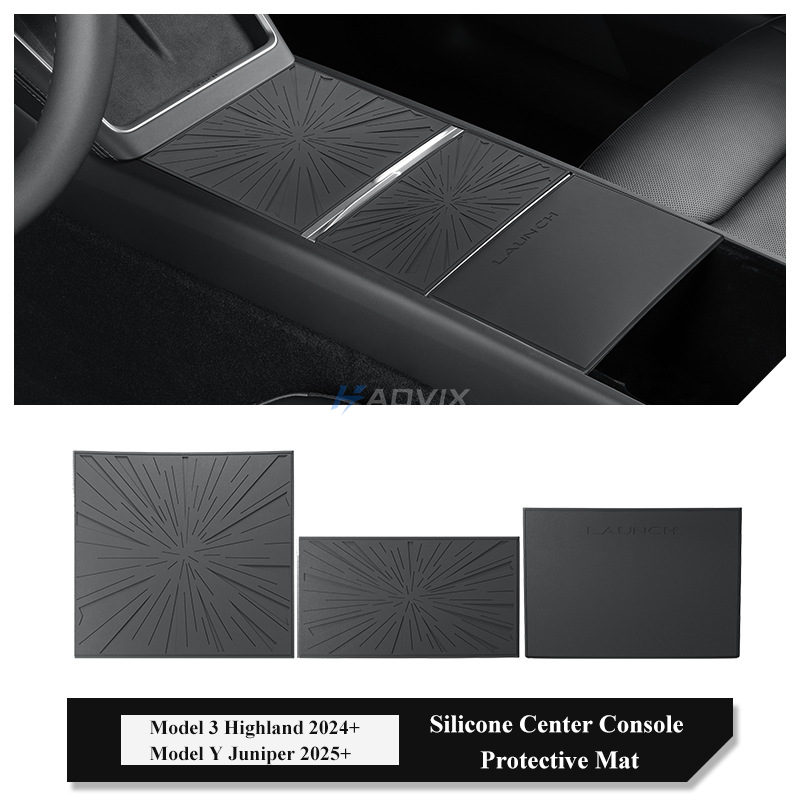Haovix Silicone Center Console Protective Mat for Tesla Model Y Juniper 2025+ / Model 3 Highland 2024+