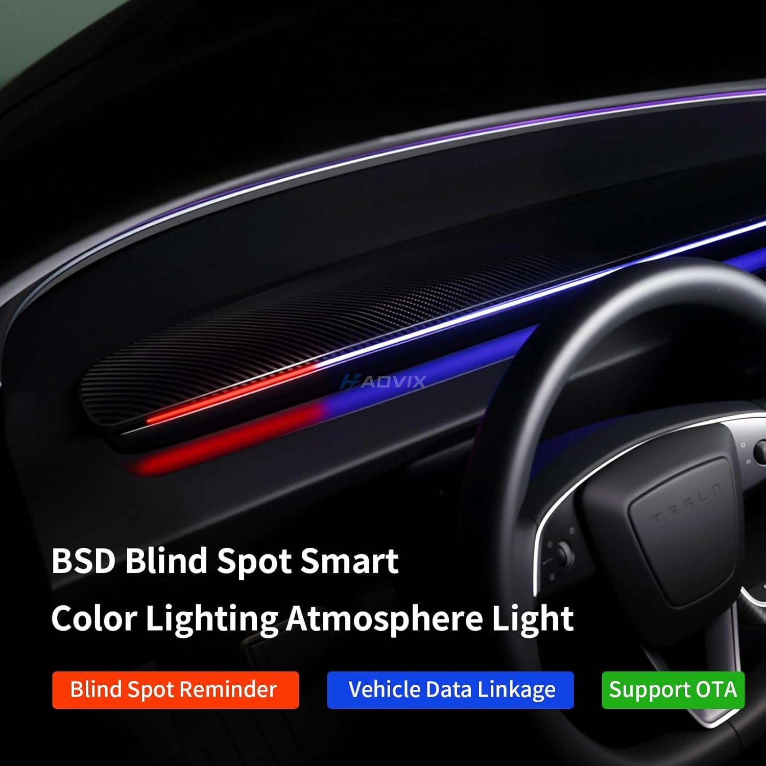 Haovix BSD 2.0 Blind Spot Warning System with Ambient Lighting For Tesla Model 3 Highland / Mdoel Y Juniper
