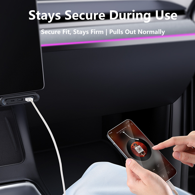 HAOVIX 4-in-1 Foldable Hidden USB Hub for Tesla Model 3/Y