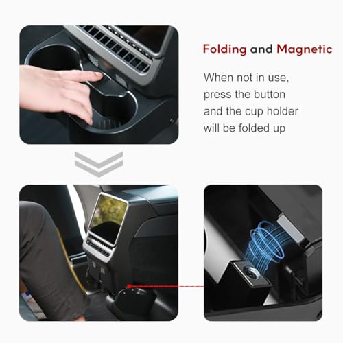 Haovix Rear Seat Cup Holder for Tesla Model Y Juniper & Model 3 Highland