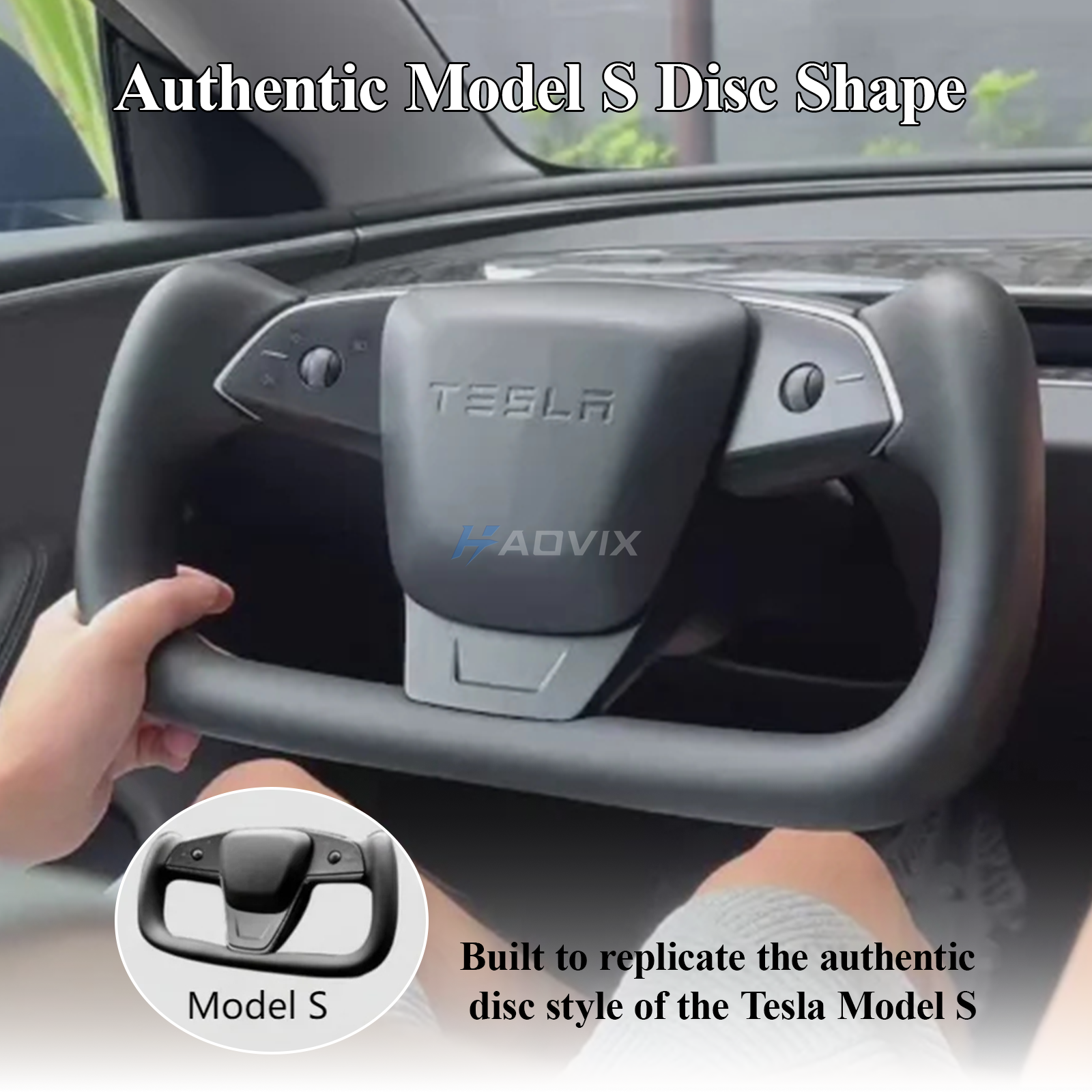 Haovix Premium Nappa Leather Yoke Steering Wheel 2.0 For Tesla Model 3 Highland / Model Y Juniper