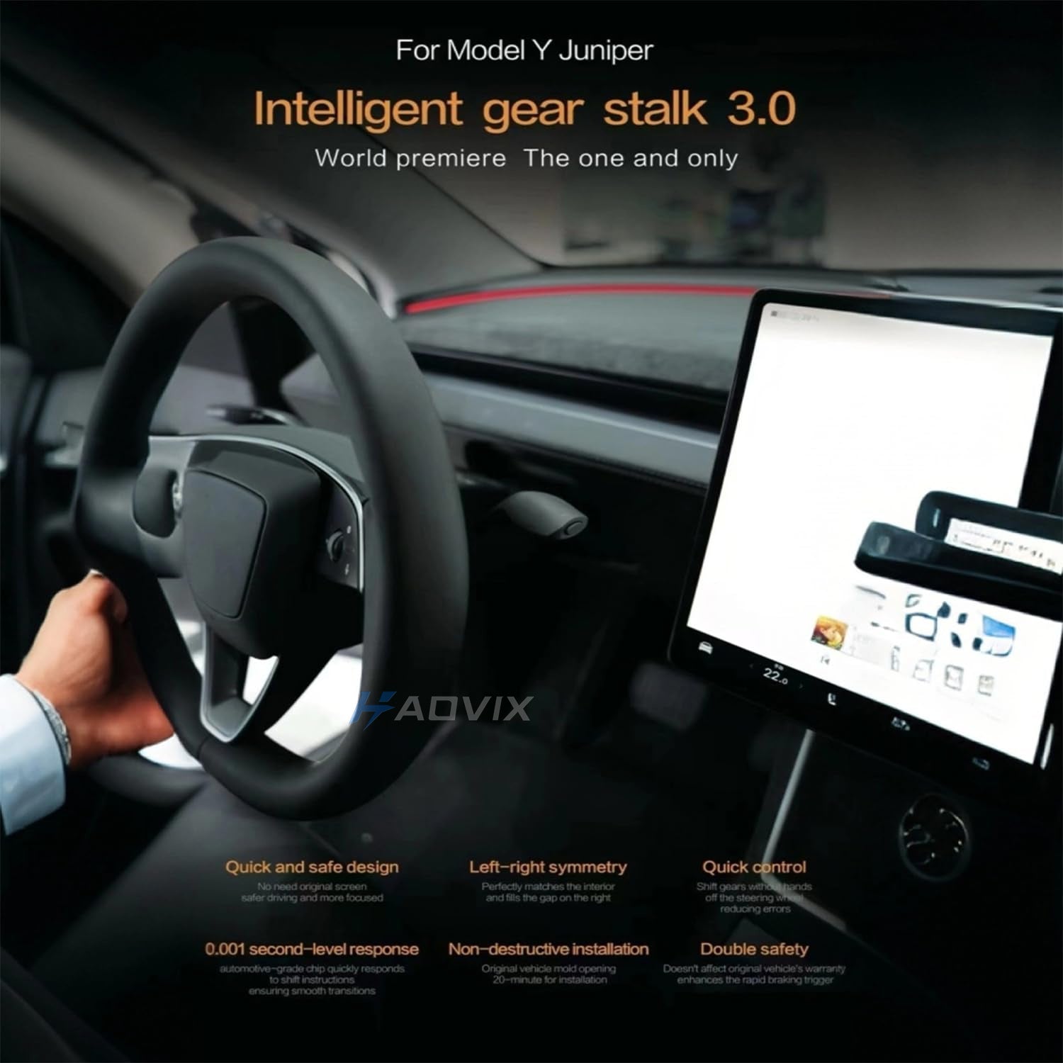 Haovix Gear Shift Lever & Turn Signal Stalk Right Side Upgrade Kit for Tesla Model Y Juniper