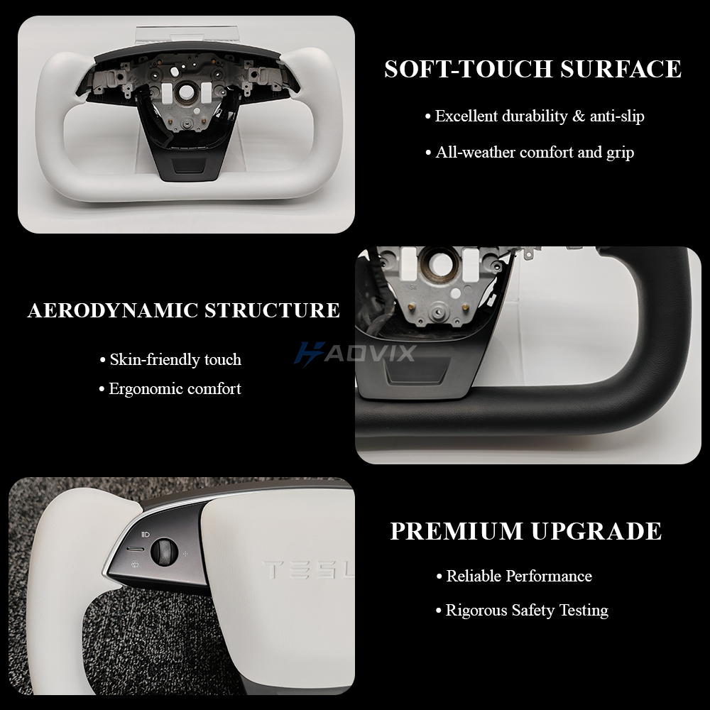 Haovix Premium Nappa Leather Yoke Steering Wheel 2.0 For Tesla Model 3 Highland / Model Y Juniper