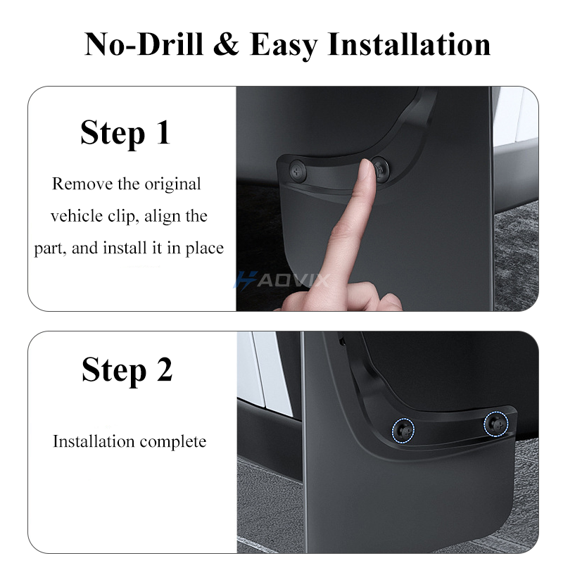 Haovix Mud Flaps No-Drill TPE Front & Rear Wheel Splash Guards For Model Y Juniper & Model 3 Highland