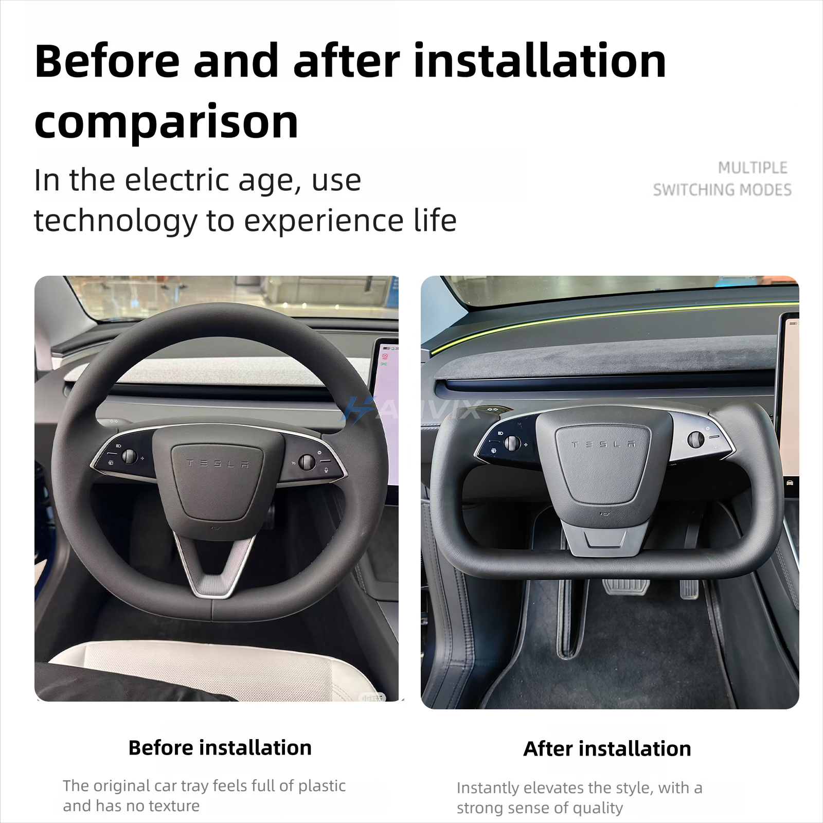 Haovix Premium Nappa Leather Yoke Steering Wheel 2.0 For Tesla Model 3 Highland / Model Y Juniper