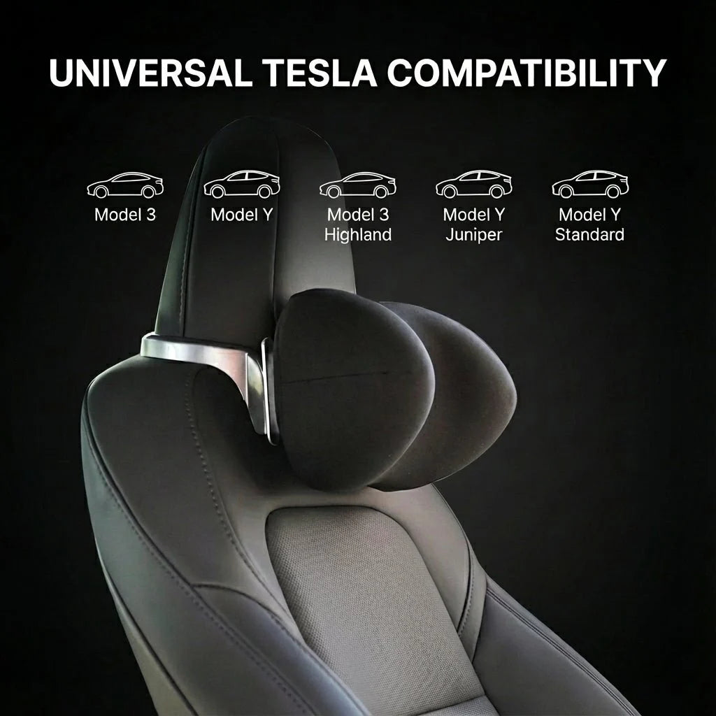 Haovix Adjustable Memory Foam Headrest for Tesla Model 3 & Y | 10cm Ergonomic Neck Support Cushion