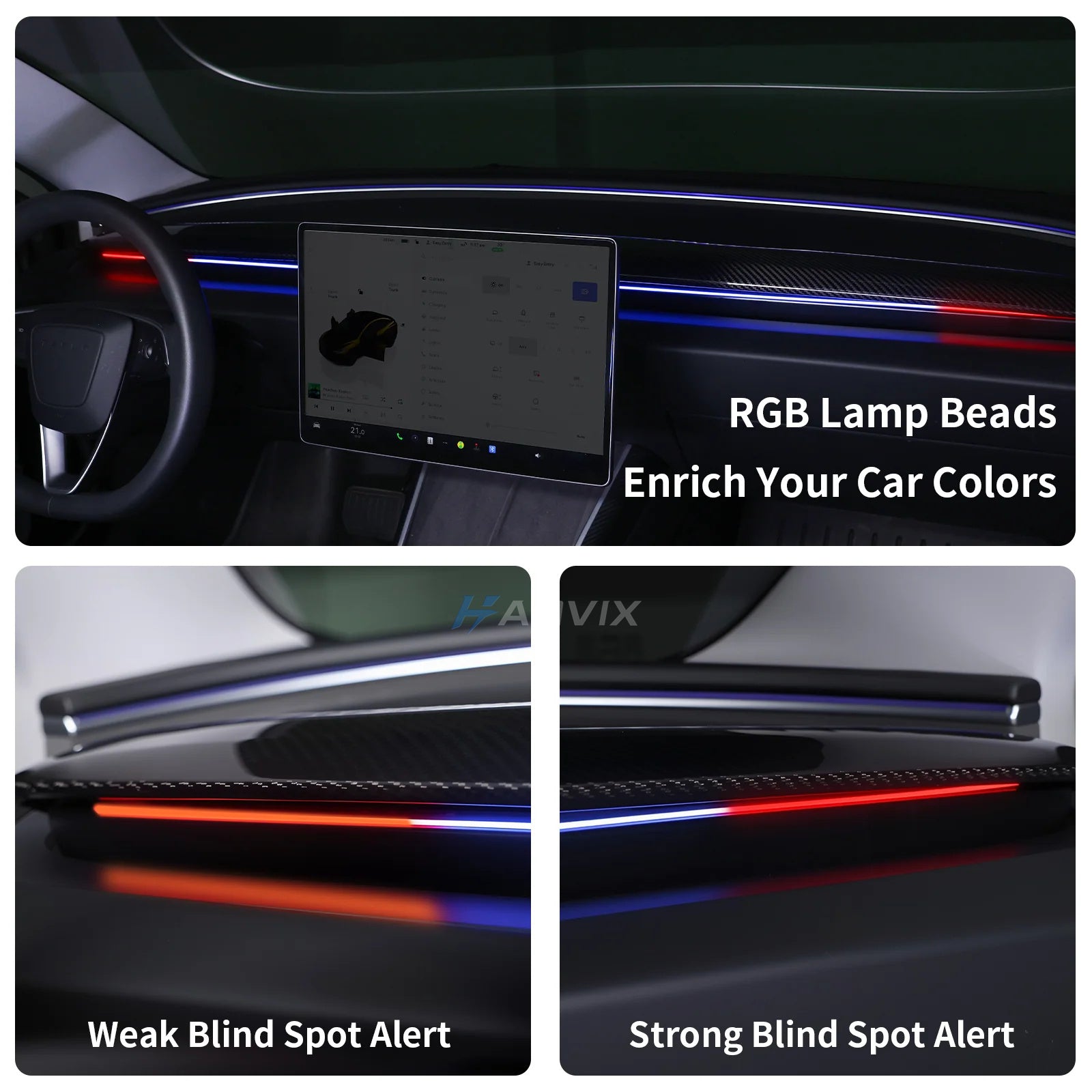 Haovix BSD 2.0 Blind Spot Warning System with Ambient Lighting For Tesla Model 3 Highland / Mdoel Y Juniper