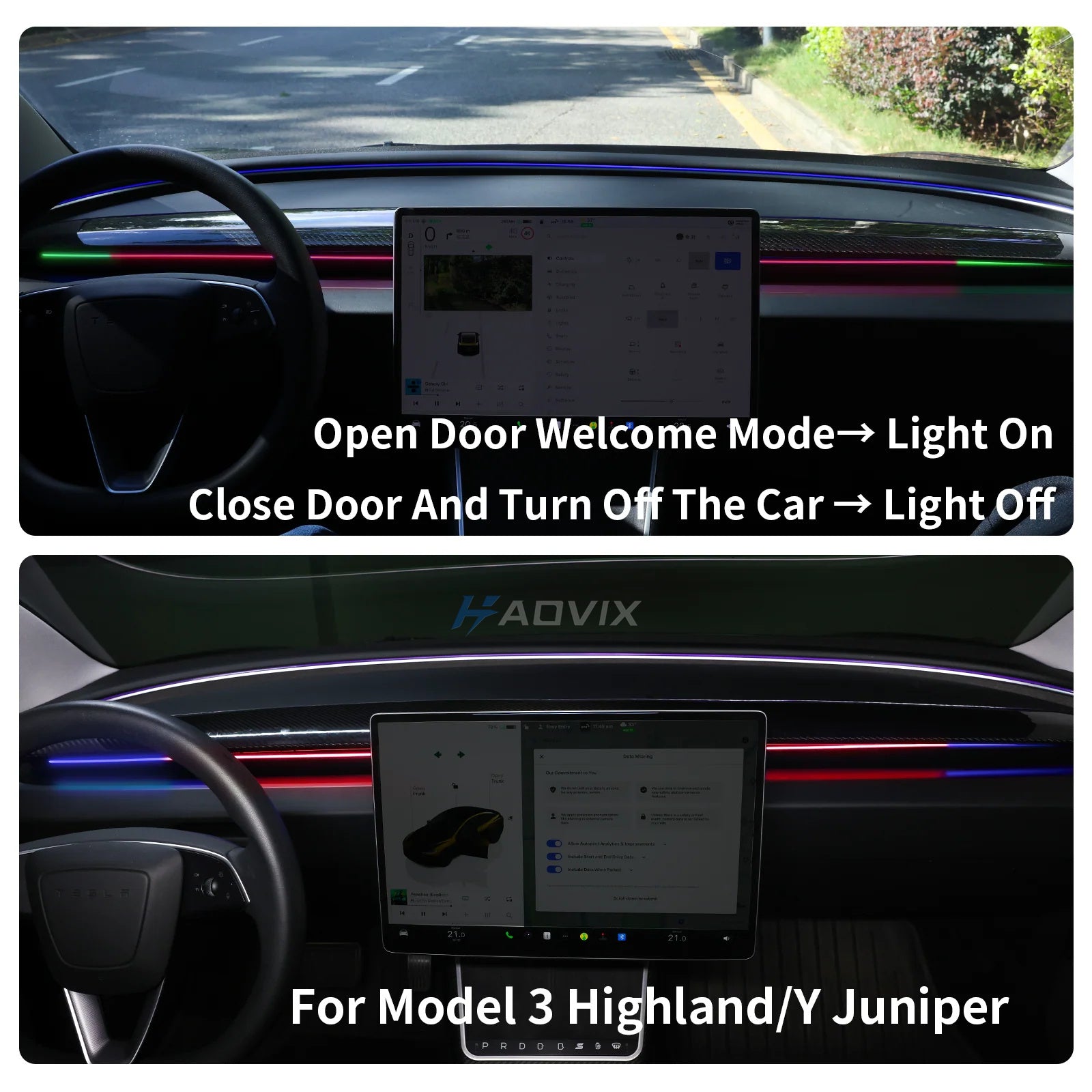 Haovix BSD 2.0 Blind Spot Warning System with Ambient Lighting For Tesla Model 3 Highland / Mdoel Y Juniper