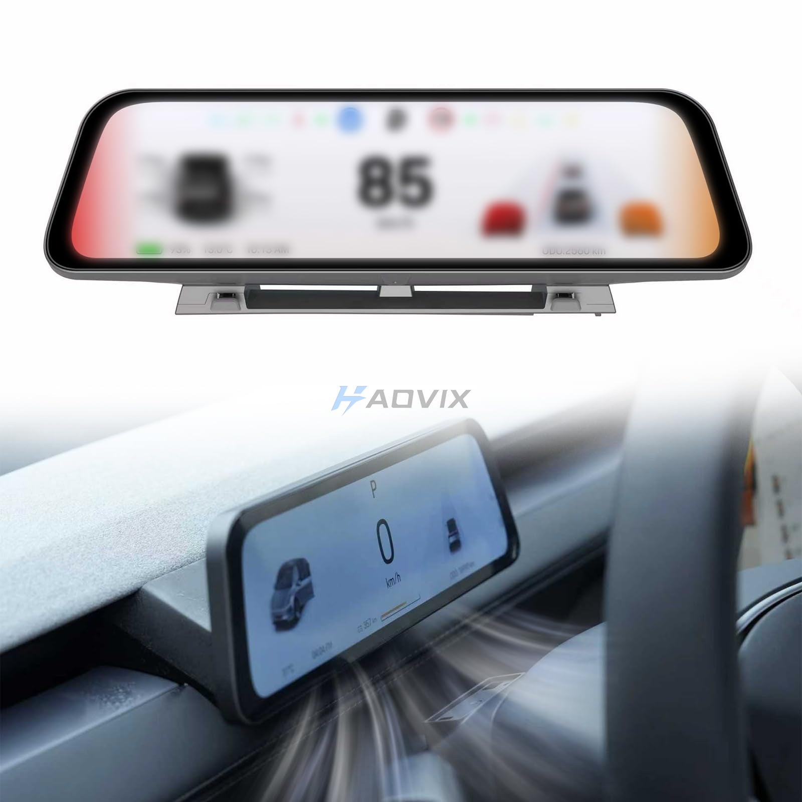 Haovix H96 Pro 9.6-inch Instrument Cluster Touchscreen Head Up Display for Model 3/3 Highland & Model Y/2026 Model Y Juniper