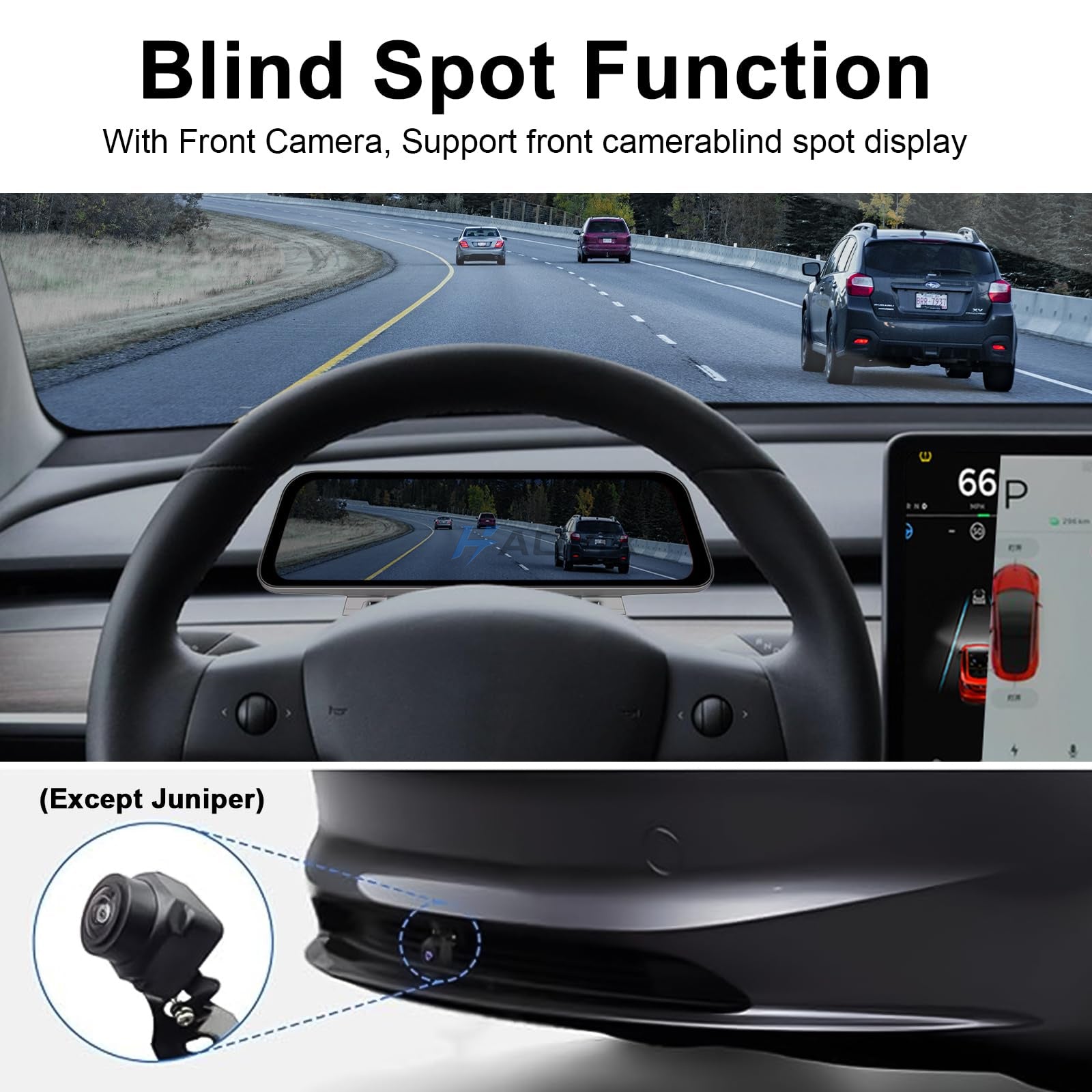 Haovix H96 Pro 9.6-inch Instrument Cluster Touchscreen Head Up Display for Model 3/3 Highland & Model Y/2026 Model Y Juniper