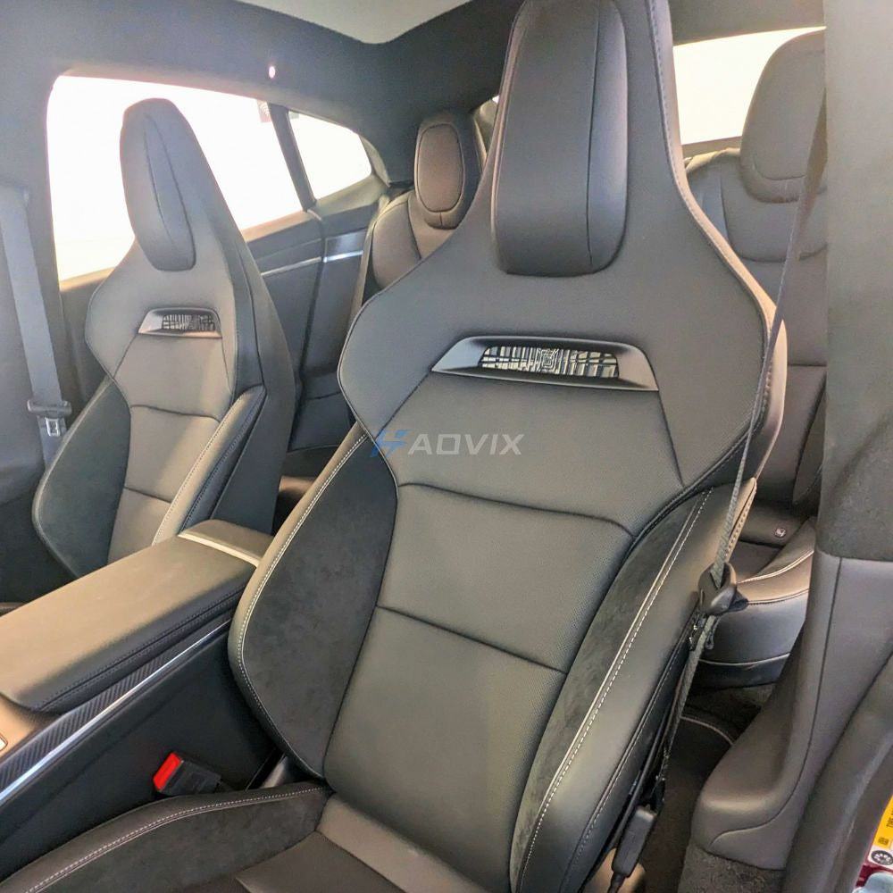Haovix Plaid-Style Performance Sport Seats Nappa Leather for Tesla Model X/S (2021–2023)