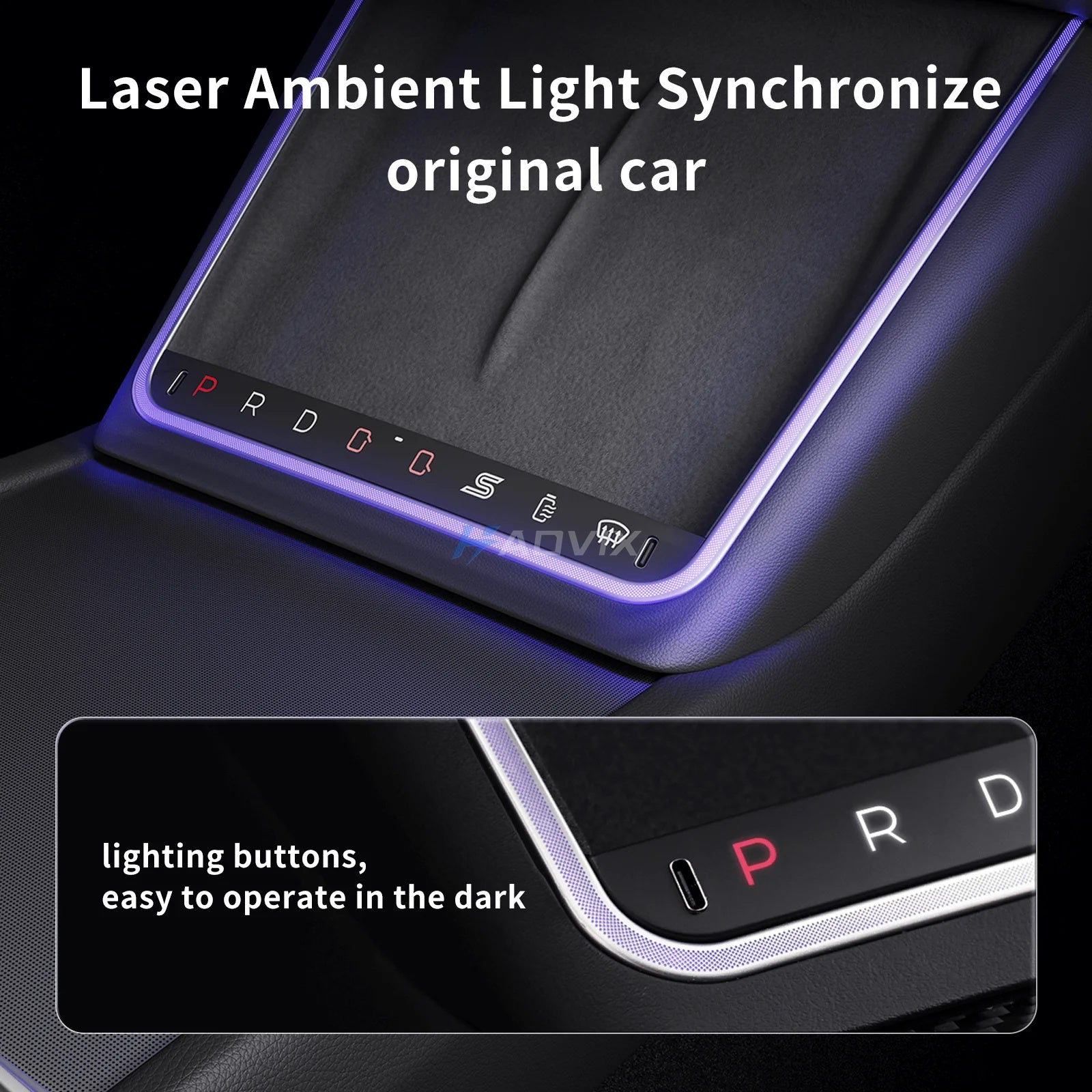 Haovix Center Console Wireless Charger with Shortcut Buttons & Ambient LED For Model 3 Highland/Model Y Juniper