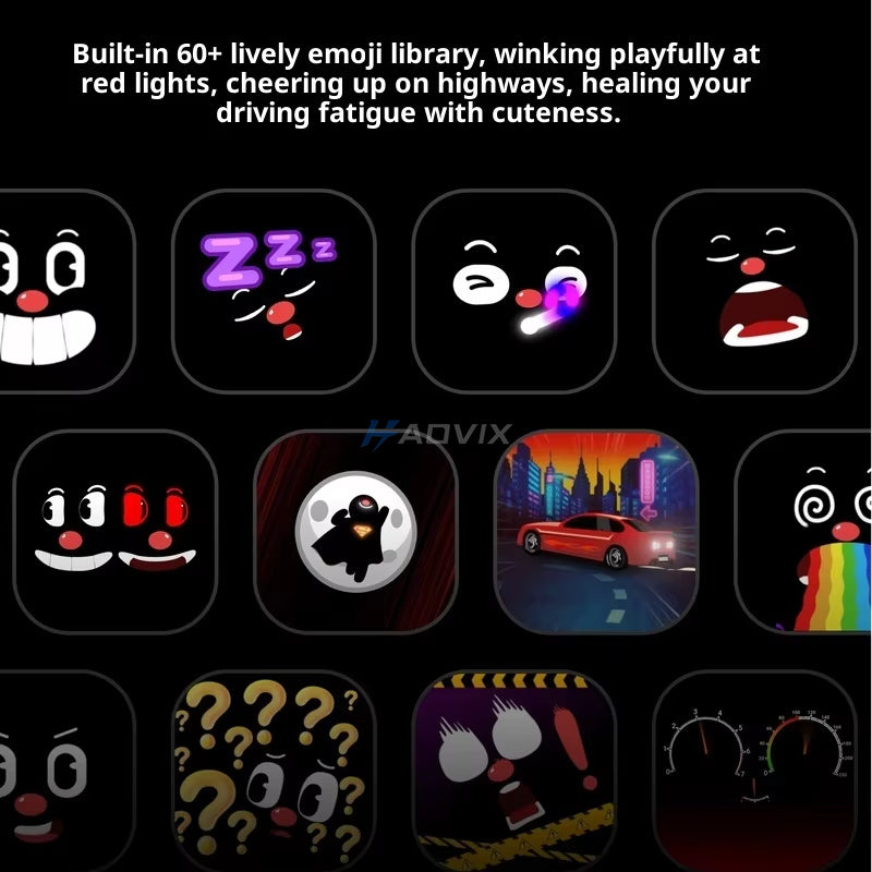 Haovix Smart Expression Car Robot — Interactive Car Companion Toy with Facial Expressions Animations