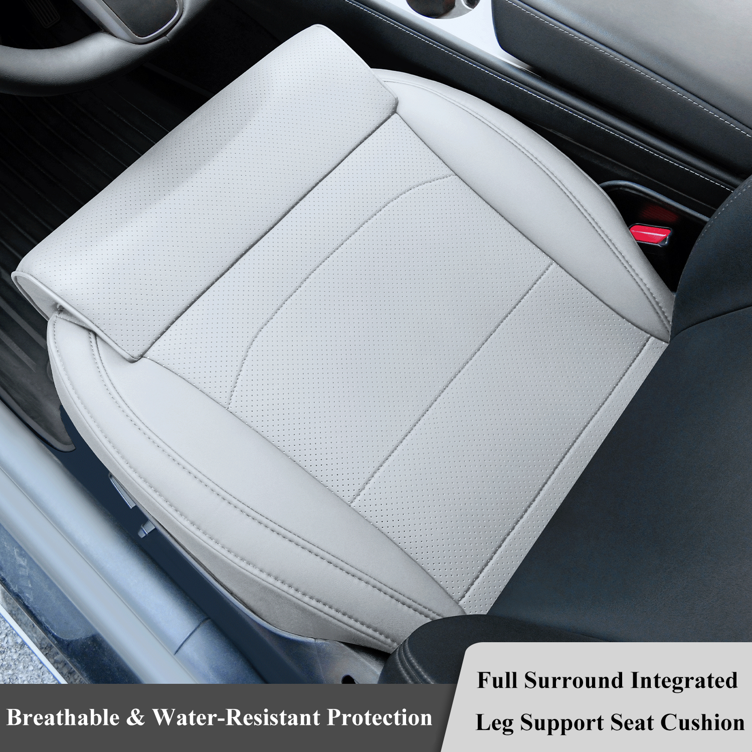 Haovix Full Surround Seat Cushion Cover with Extended Leg Support For Tesla Model 3 / Model Y