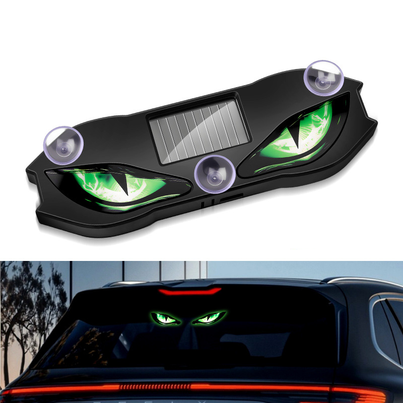 Haovix Solar Devil Eyes LED Car Window Light – Animated Rear Windshield Light with Suction Cup Mount