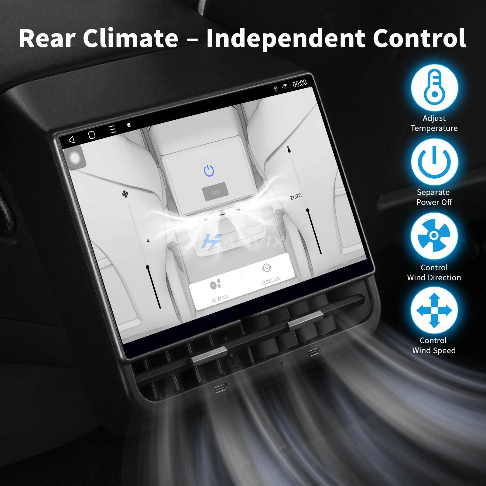 Haovix 8.66” Rear Seat Android Touchscreen Display for Tesla Model 3 & Model Y