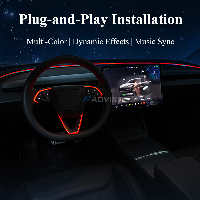 Haovix Tesla Steering Wheel Ambient Light Kit for Model 3 Highland, Model Y Juniper & Model YL