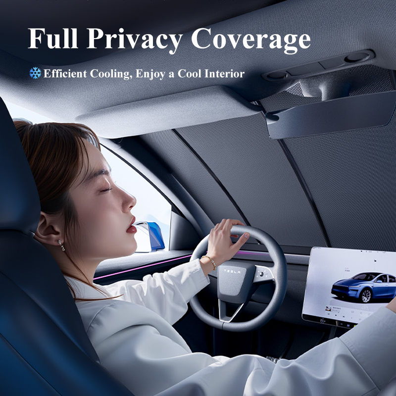 HAOVIX Fully Automatic Front Windshield Sunshade for Tesla Model 3, Model 3 Highland, Model Y & Model Y Juniper