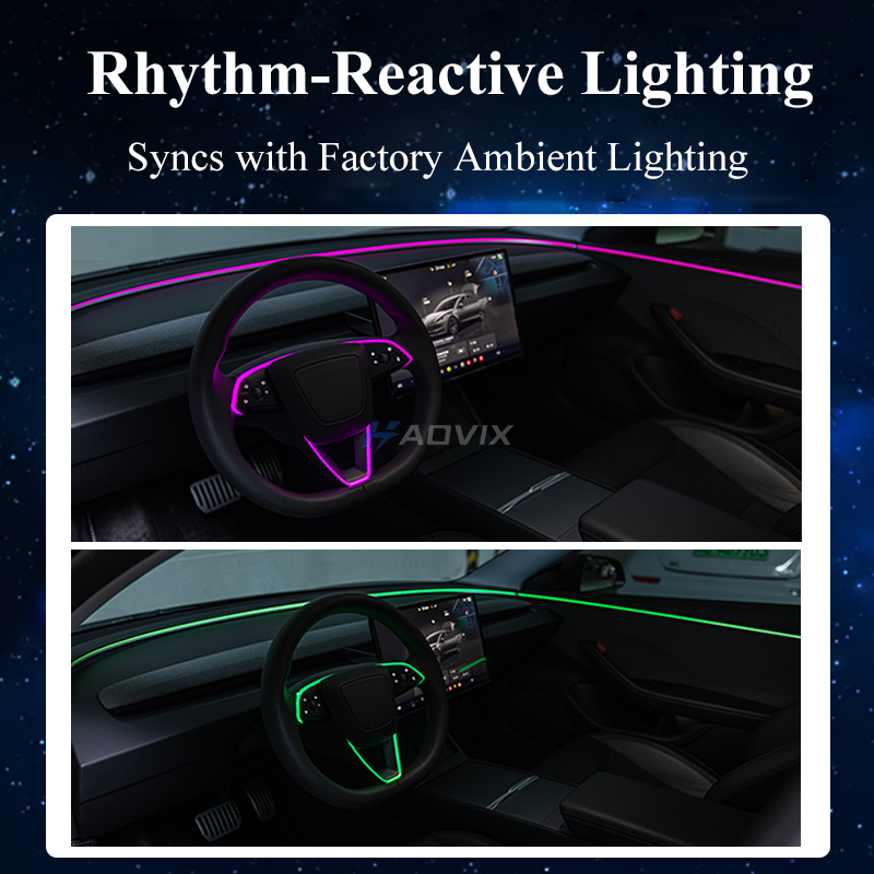 Haovix Tesla Steering Wheel Ambient Light Kit for Model 3 Highland, Model Y Juniper & Model YL