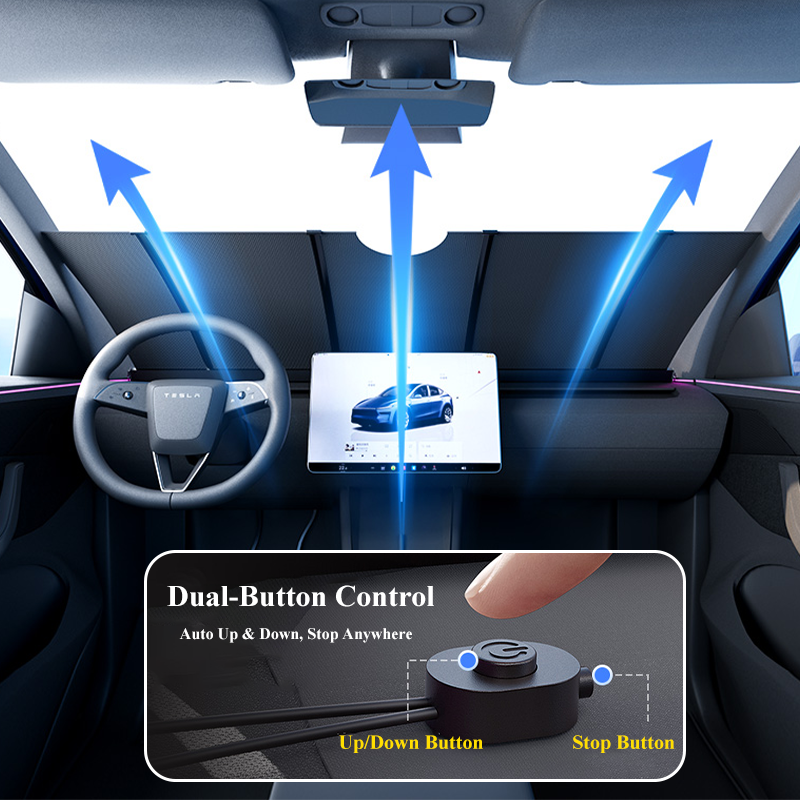 HAOVIX Fully Automatic Front Windshield Sunshade for Tesla Model 3, Model 3 Highland, Model Y & Model Y Juniper