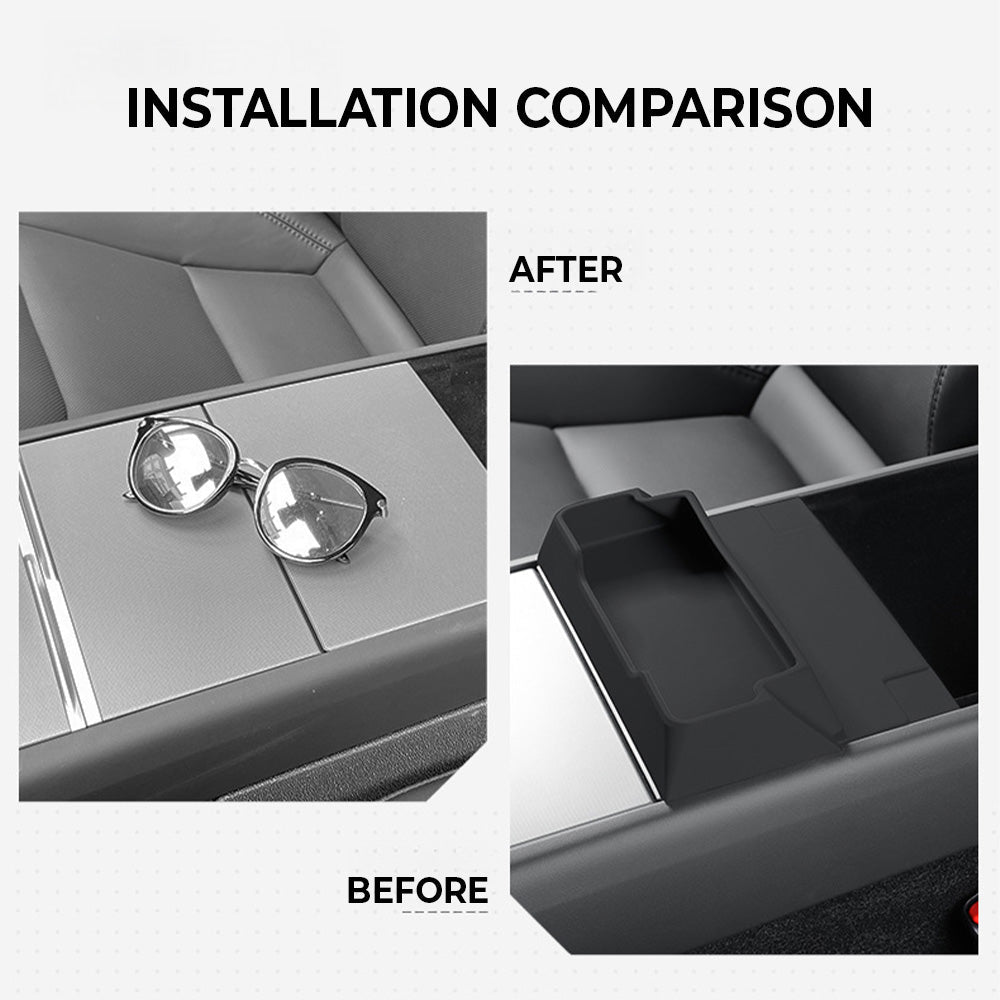 Haovix Center Console Glasses Organizer Tray for Tesla Model 3 Highland & Model Y Juniper