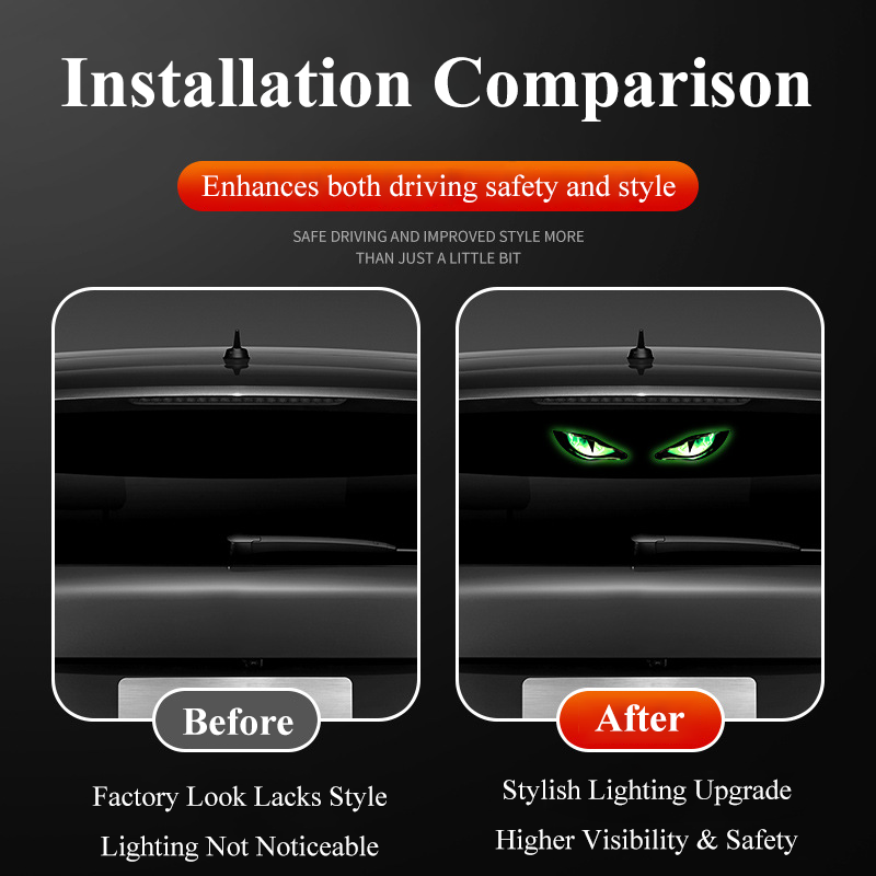 Haovix Solar Devil Eyes LED Car Window Light – Animated Rear Windshield Light with Suction Cup Mount