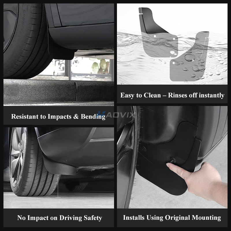 Haovix Mud Flaps for 2025 Tesla Model Y Juniper | TPE No-Drill Splash Guards, Front & Rear Fender Mudguards (4PCS)