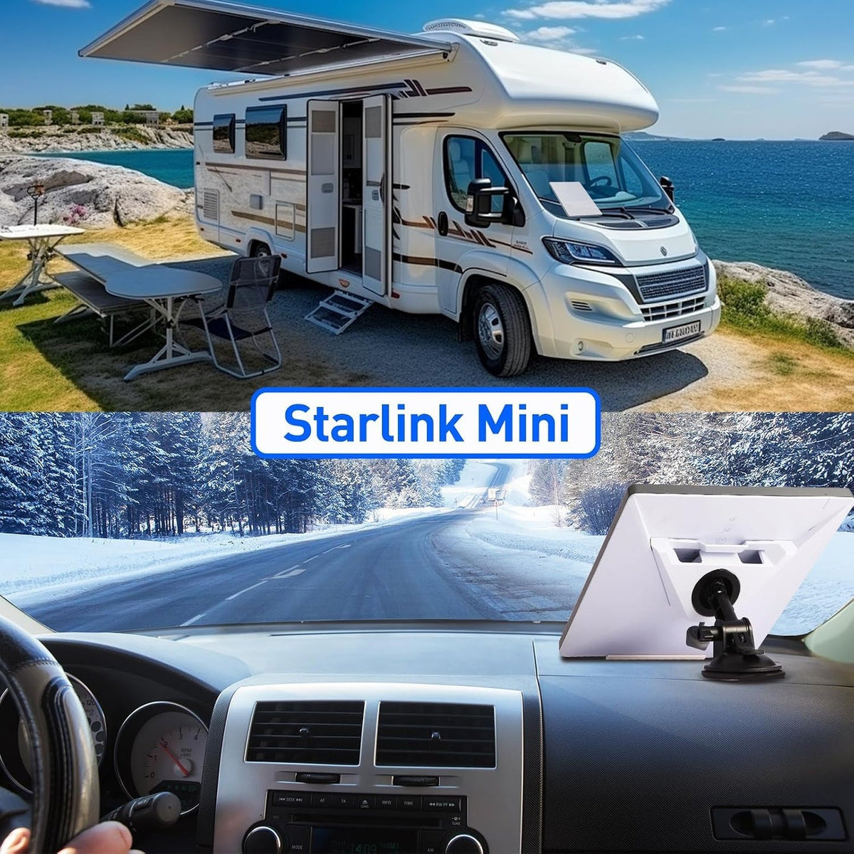 Haovix Starlink Mini Suction Cup Mount – 360° Adjustable Car & RV Windshield Holder