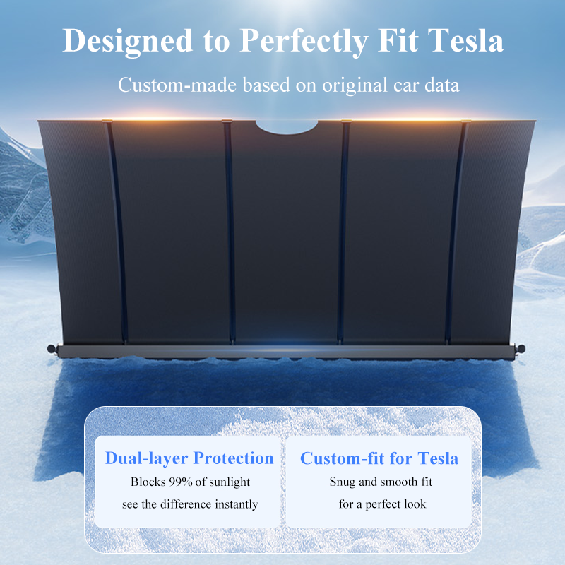 HAOVIX Fully Automatic Front Windshield Sunshade for Tesla Model 3, Model 3 Highland, Model Y & Model Y Juniper