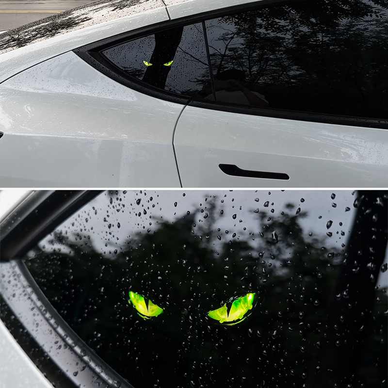 Haovix Solar Devil Eyes LED Car Window Light – Animated Rear Windshield Light with Suction Cup Mount