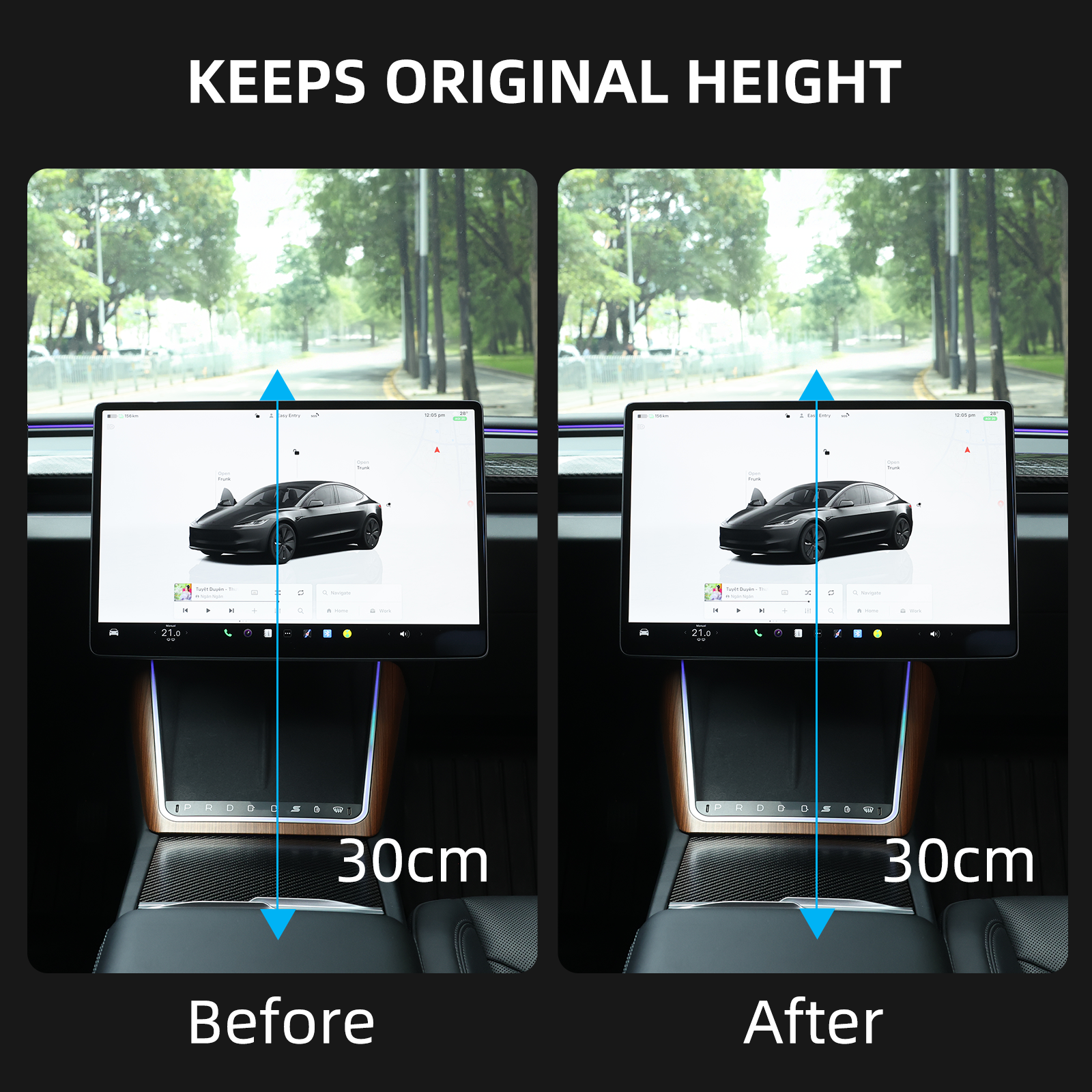 Haovix V3 Dashboard Screen Swivel Mount kit (Keep Original Height) For Model 3/Y/3 Highland/Model Y Juniper