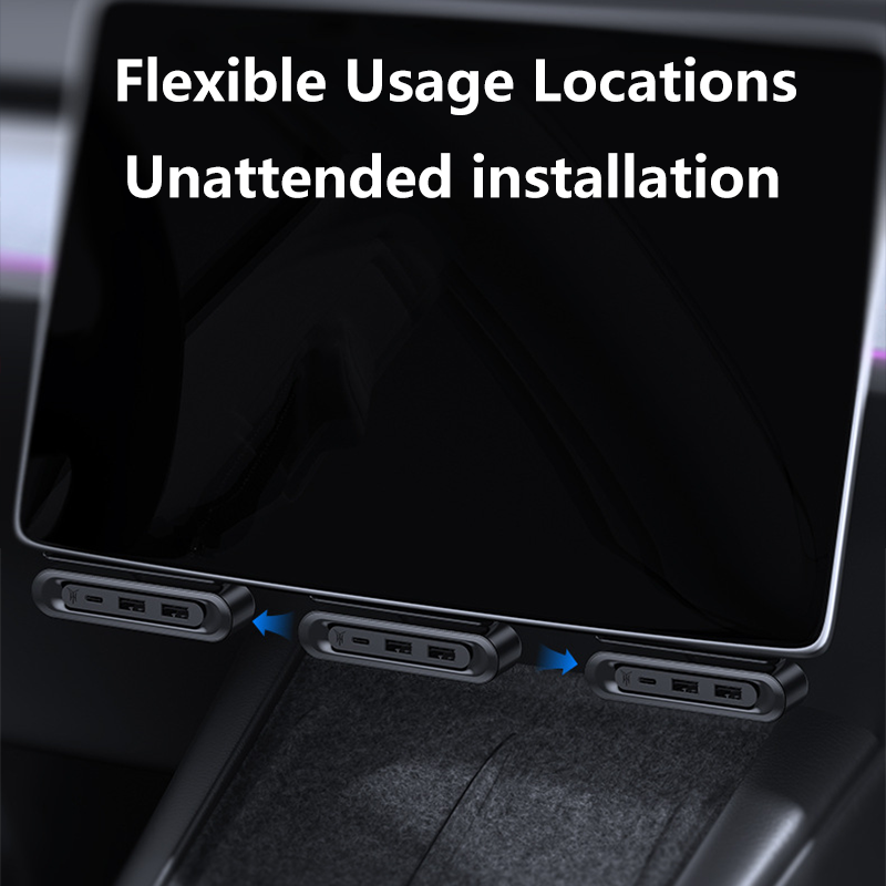 HAOVIX 4-in-1 Foldable Hidden USB Hub for Tesla Model 3/Y