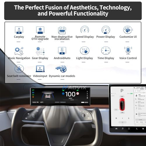 Haovix 8.8-Inch Touch Screen Instrument Cluster For Model 3/Y/3 Highland/Model Y Juniper