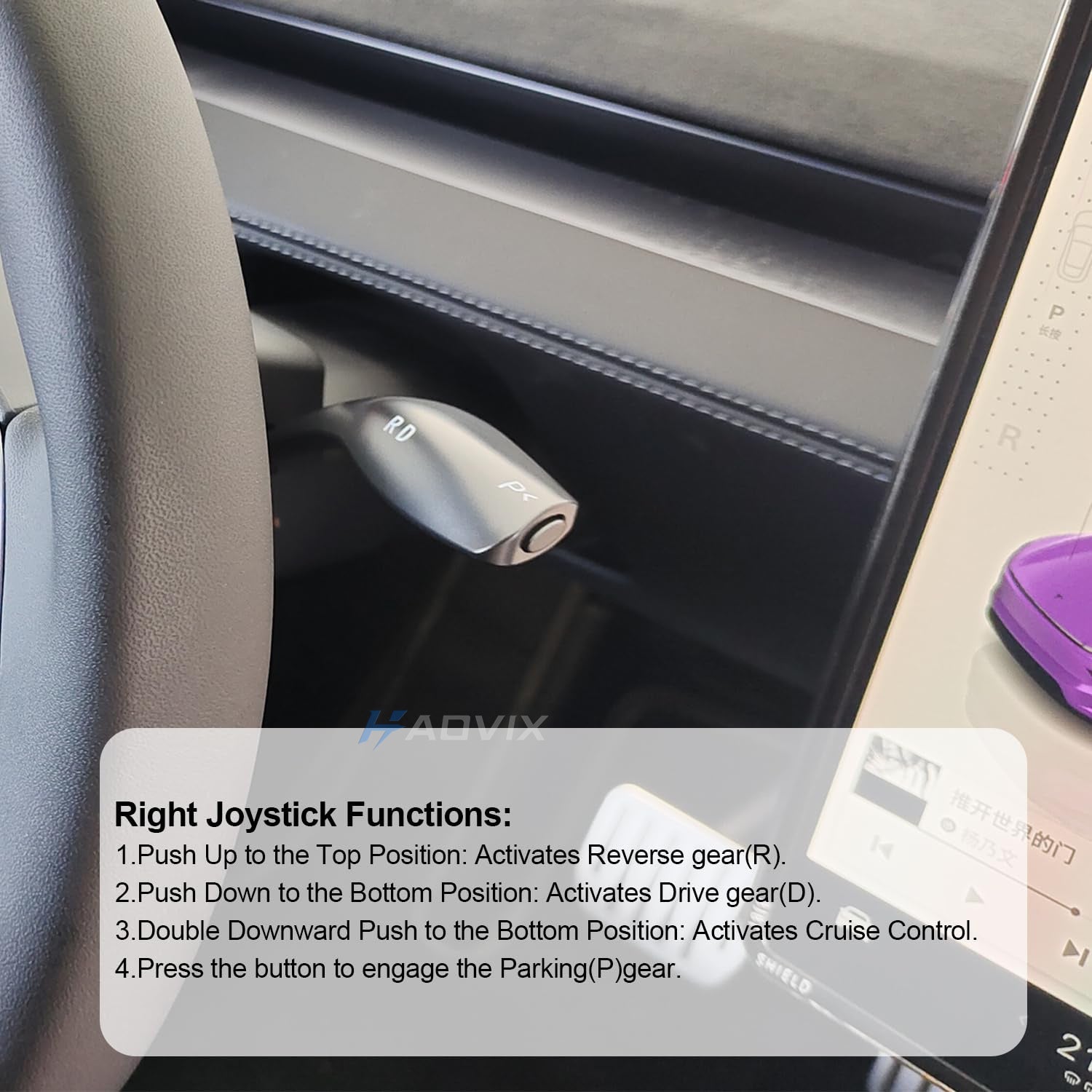 Haovix Gear Shift Lever & Turn Signal Stalk Right Side Upgrade Kit  for Tesla Model Y Juniper