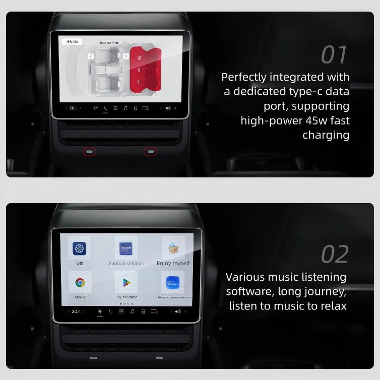 Haovix 8-inch Android Smart 4G + Wifi Rear Entertainment Display for Tesla Model 3/Y