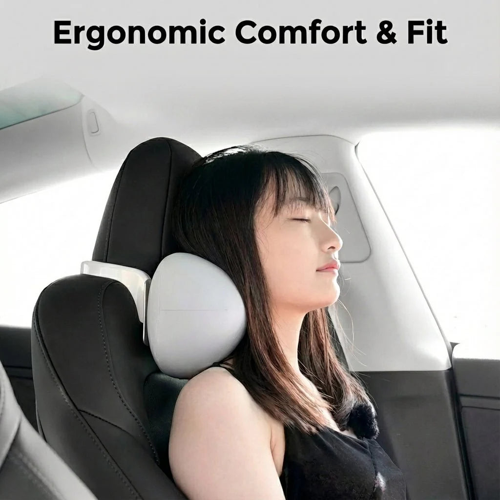 Haovix Adjustable Memory Foam Headrest for Tesla Model 3 & Y | 10cm Ergonomic Neck Support Cushion