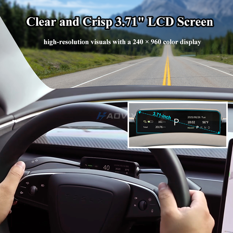 Haovix 3.71-inch Heads Up Display with Gear Shift Control Stalks Upgrade Kit For Mpdel Y Juniper / Model 3 Highland