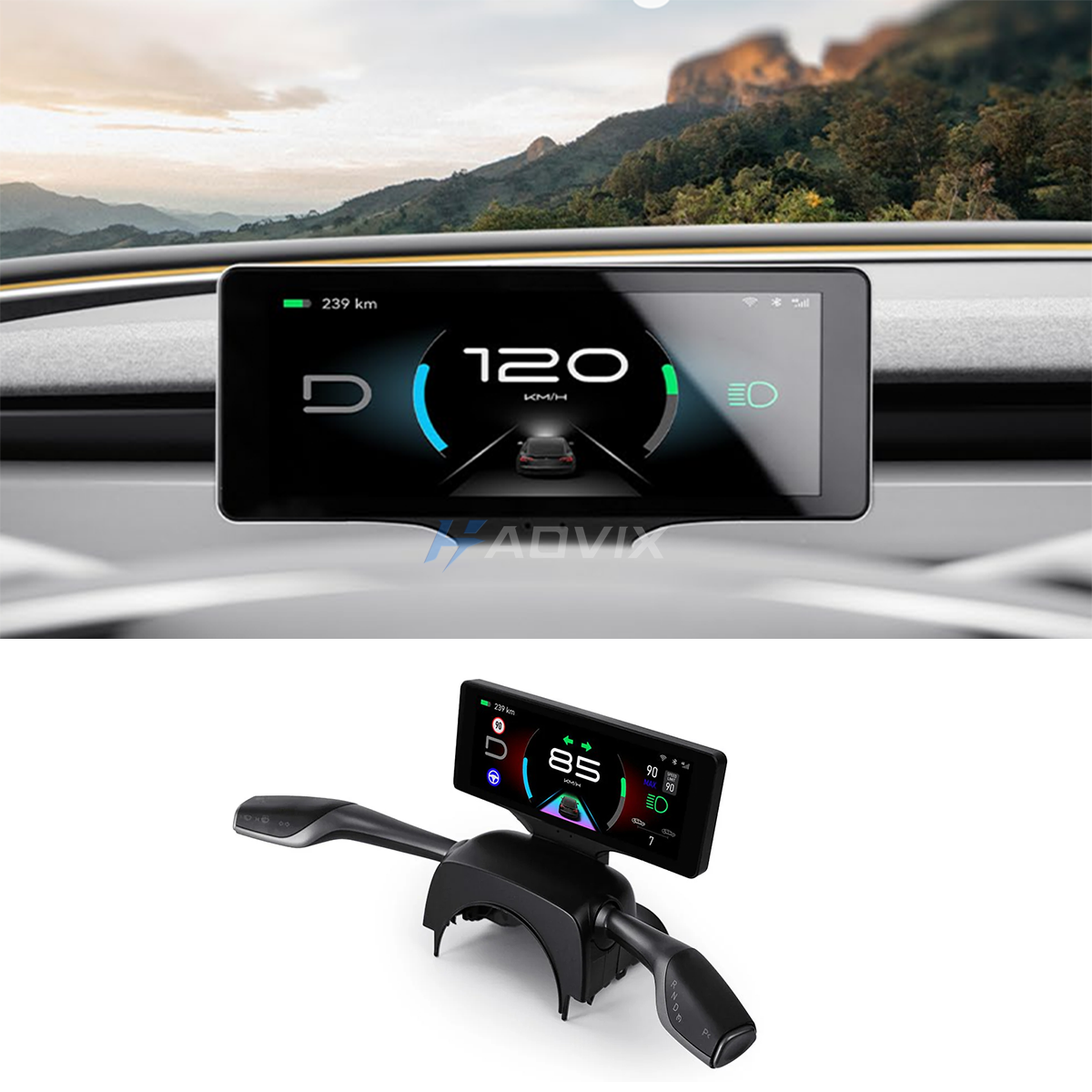 Haovix 7-inch Touch Screen Dashboard Display with Gear Shift for Tesla Model 3 Highland