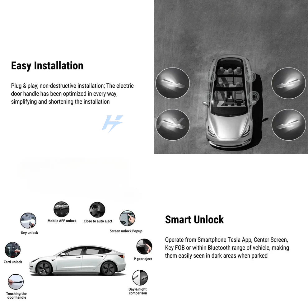 Haovix Auto Door Handles With Colorful LED Lights(V6 Pro) For Tesla Model 3/Y/ 3 Highland /Model Y Juniper