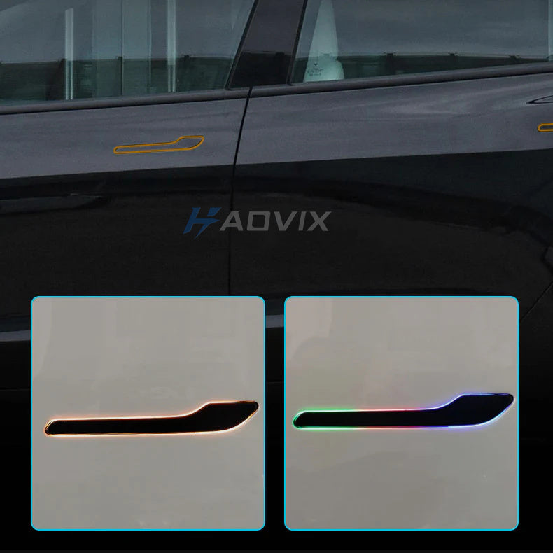 Haovix Auto Door Handles With Colorful LED Lights(V6 Pro) For Tesla Model 3/Y/ 3 Highland /Model Y Juniper