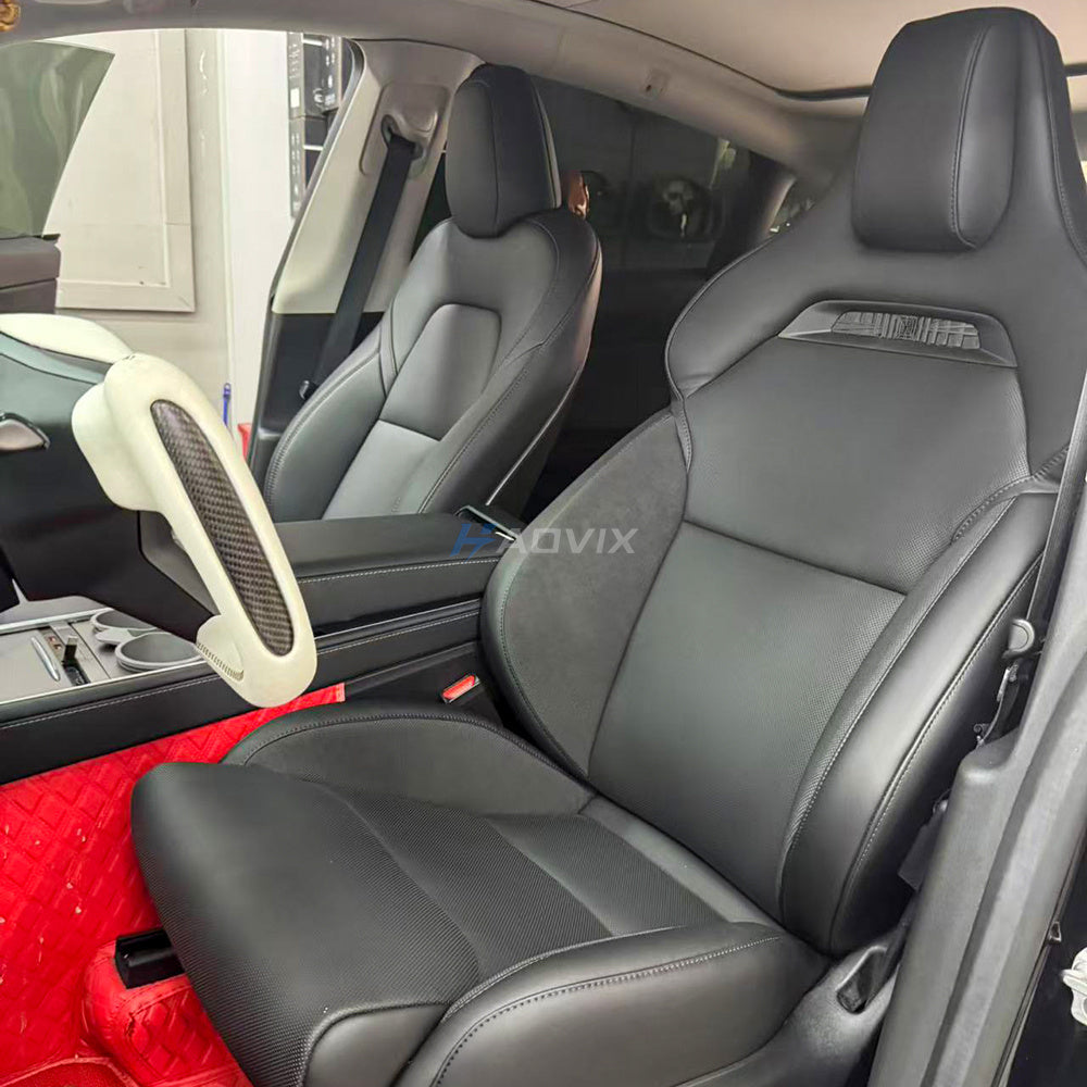 Haovix Plaid-Style Performance Sport Seats Nappa Leather for Tesla Model X/S (2021–2023)
