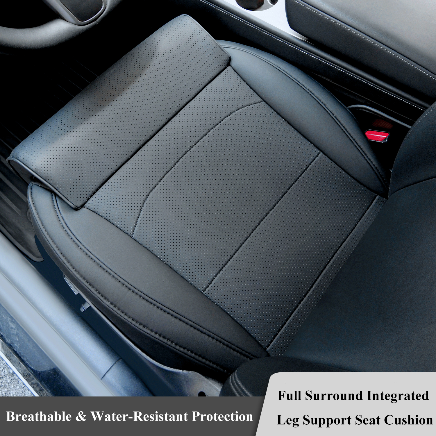 Haovix Full Surround Seat Cushion Cover with Extended Leg Support For Tesla Model 3 / Model Y