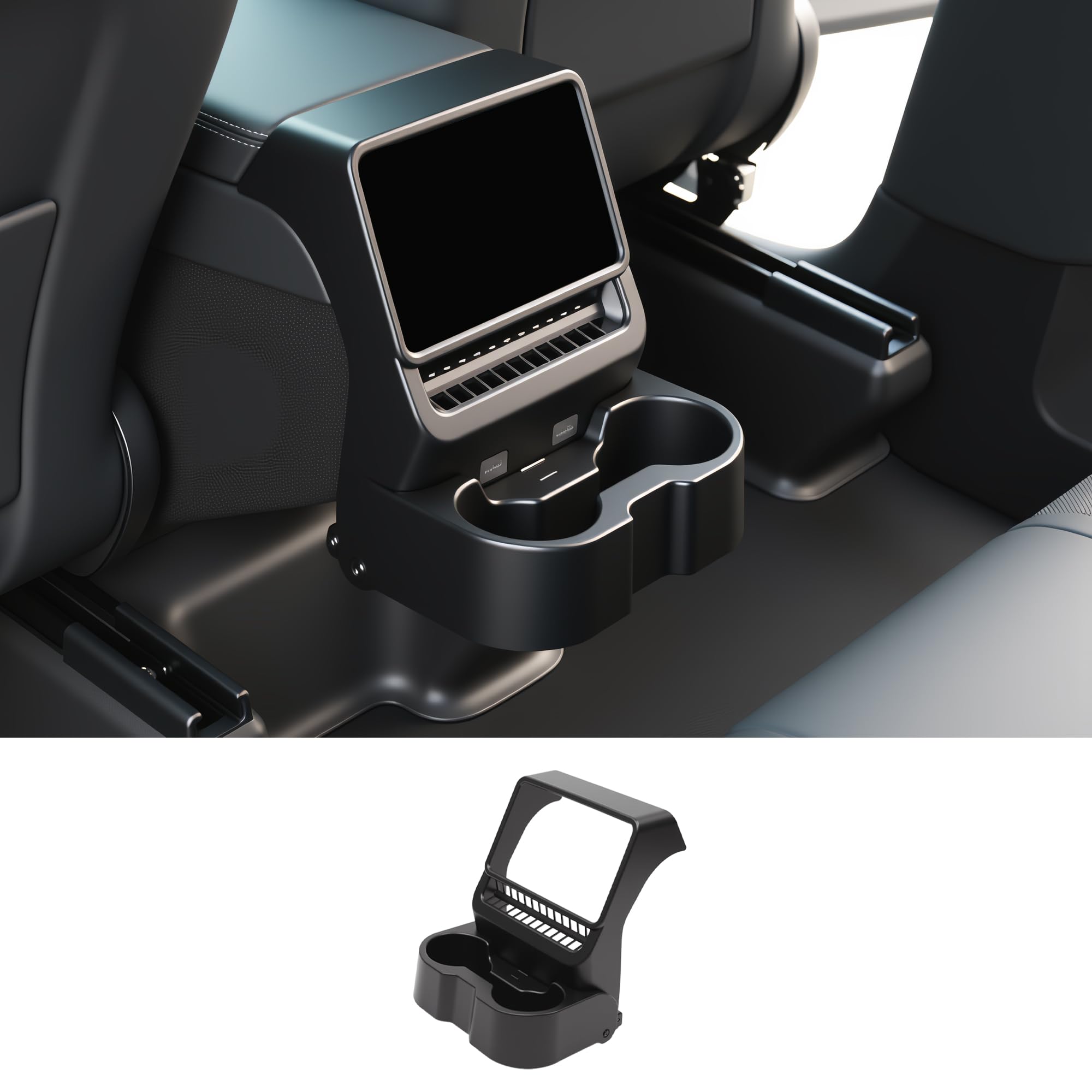 Haovix Rear Seat Cup Holder for Tesla Model Y Juniper & Model 3 Highland