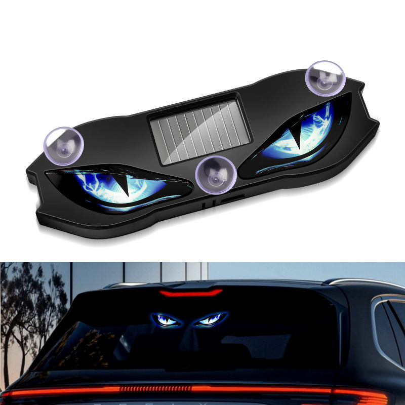 Haovix Solar Devil Eyes LED Car Window Light – Animated Rear Windshield Light with Suction Cup Mount