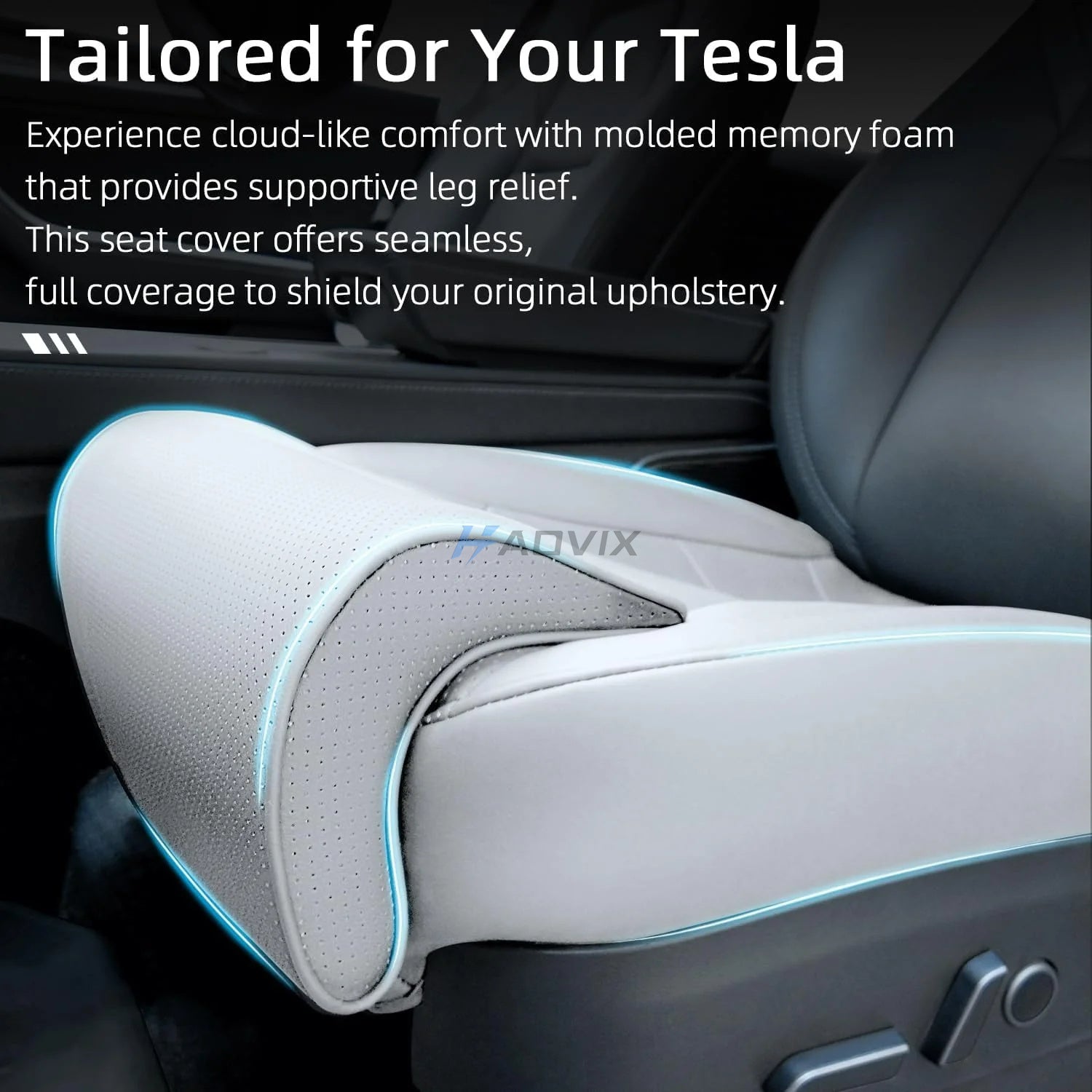 Haovix Full Surround Seat Cushion Cover with Extended Leg Support For Tesla Model 3 / Model Y