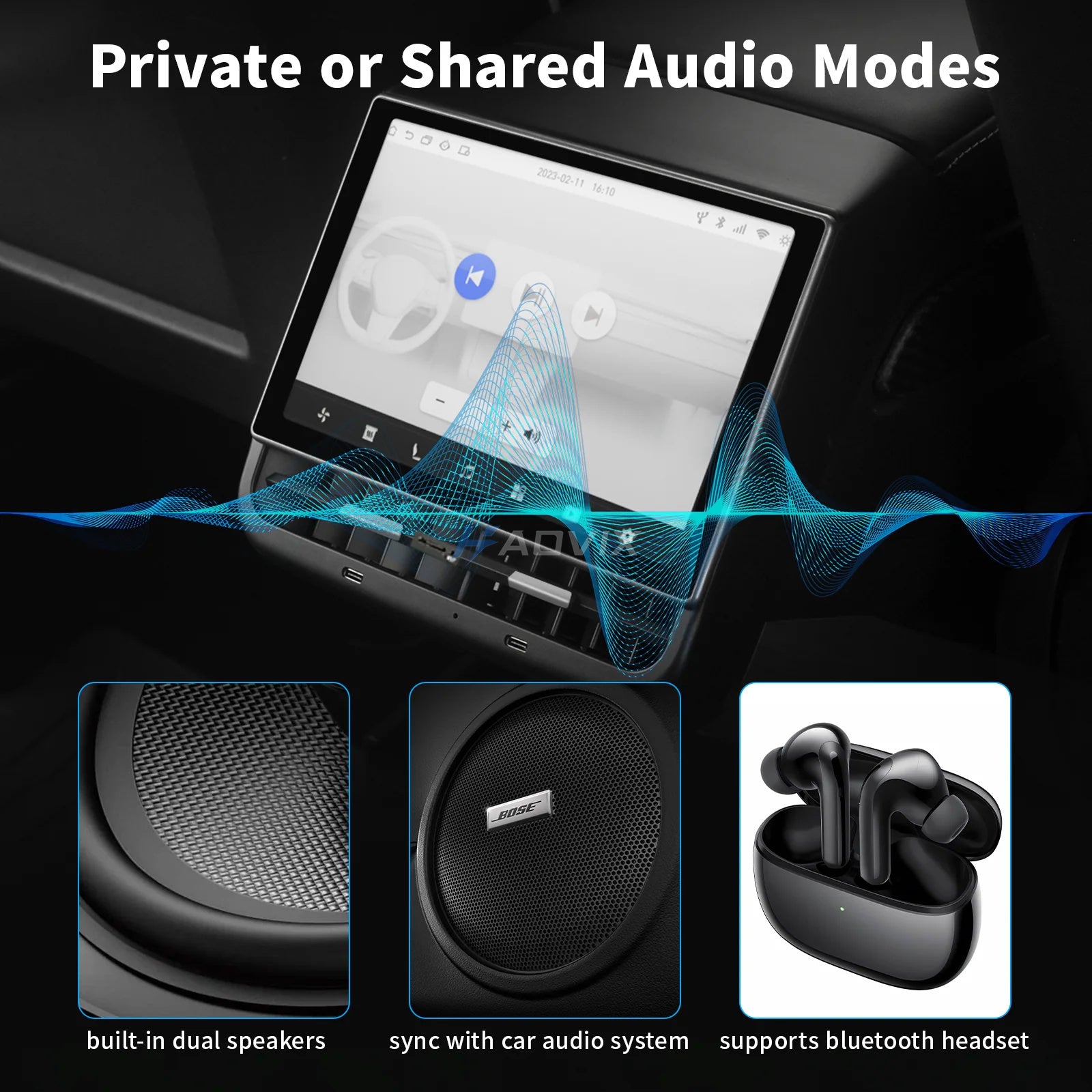 Haovix 8.66” Rear Seat Android Touchscreen Display for Tesla Model 3 & Model Y