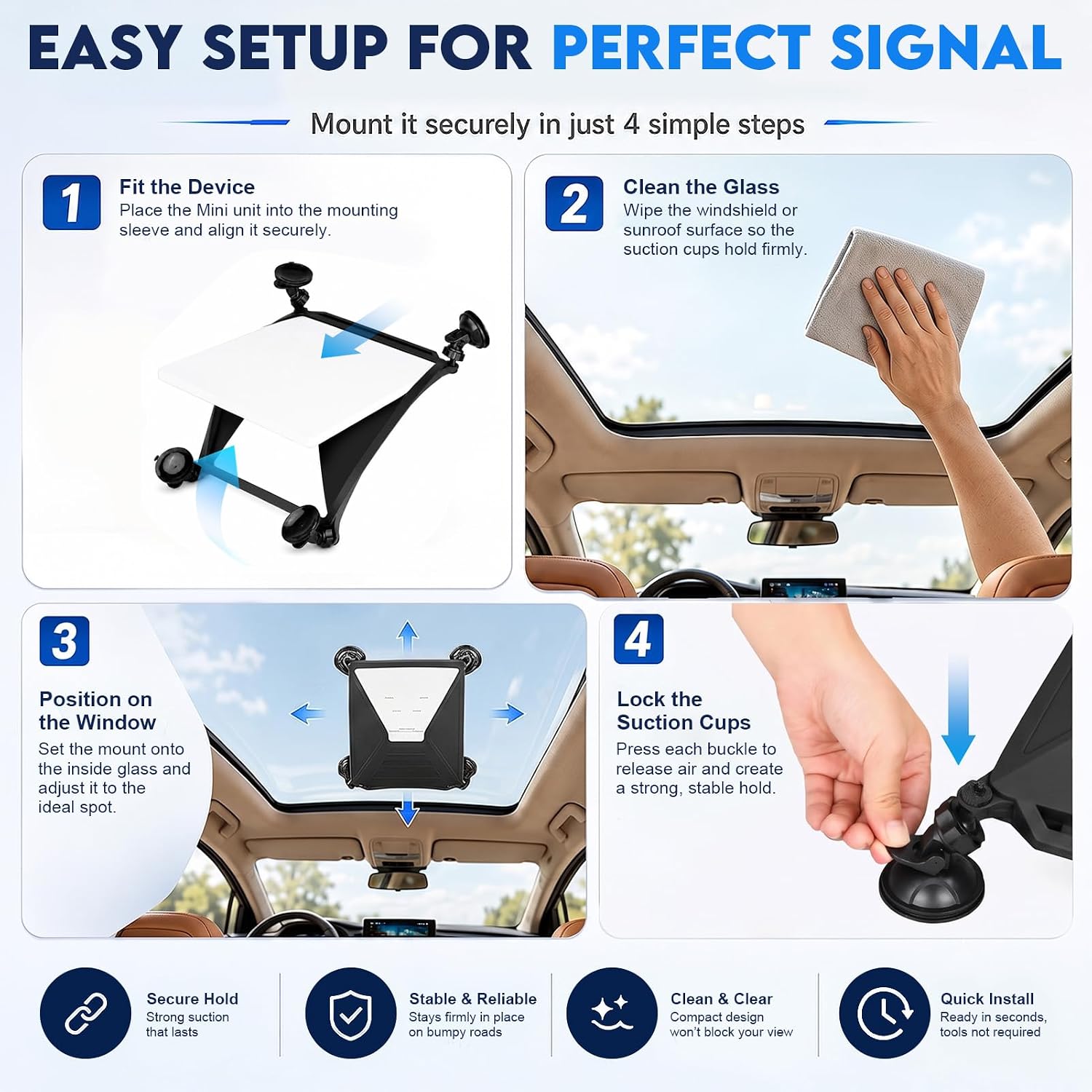Starlink Mini Silicone Protective Case & 4-Cup Suction Mount Kit