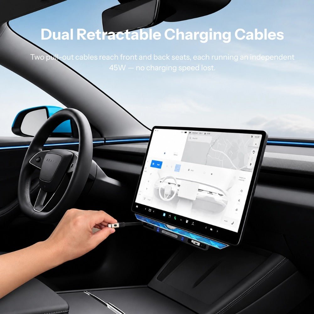 Model 3 Highland/Model Y Juniper Under Screen Crystal Dock | 3-in-1 Ambient Light, Aromatherapy & USB Fast Charging - Tesery Official Store