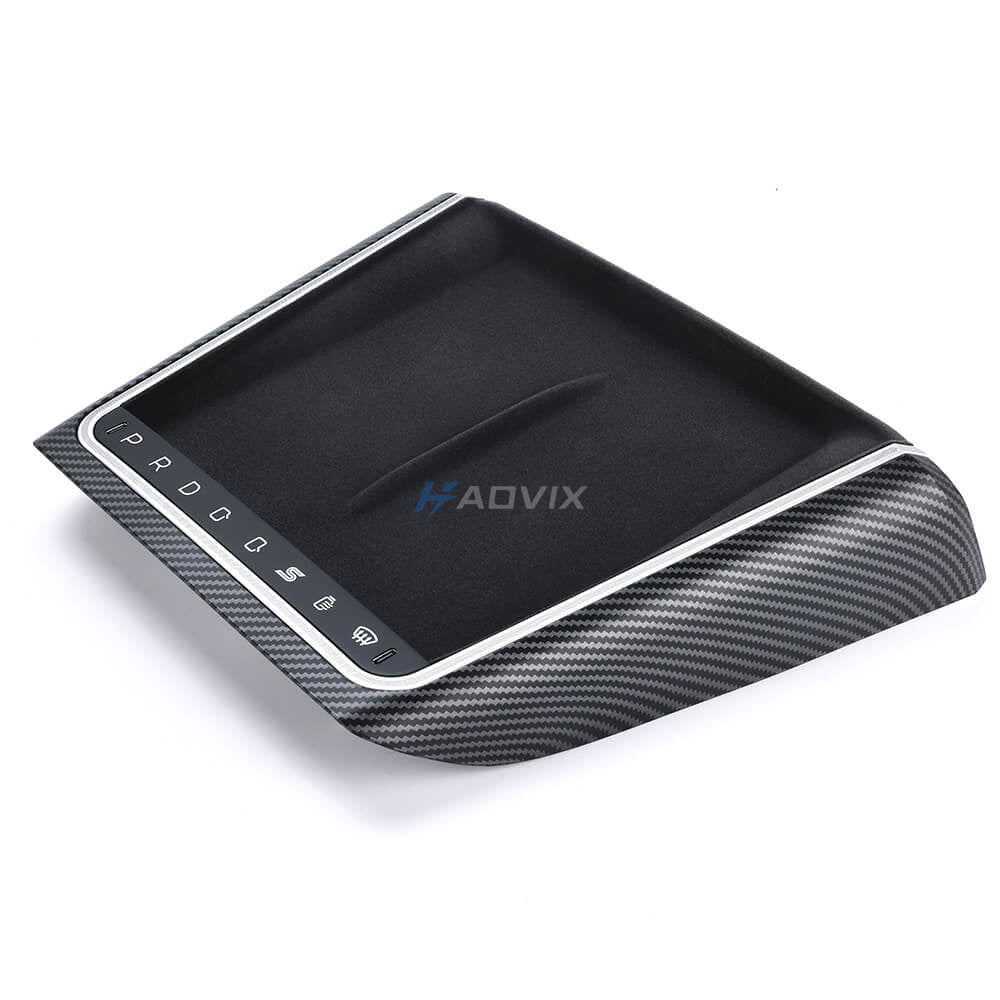 Haovix Center Console Wireless Charger with Shortcut Buttons & Ambient LED For Model 3 Highland/Model Y Juniper